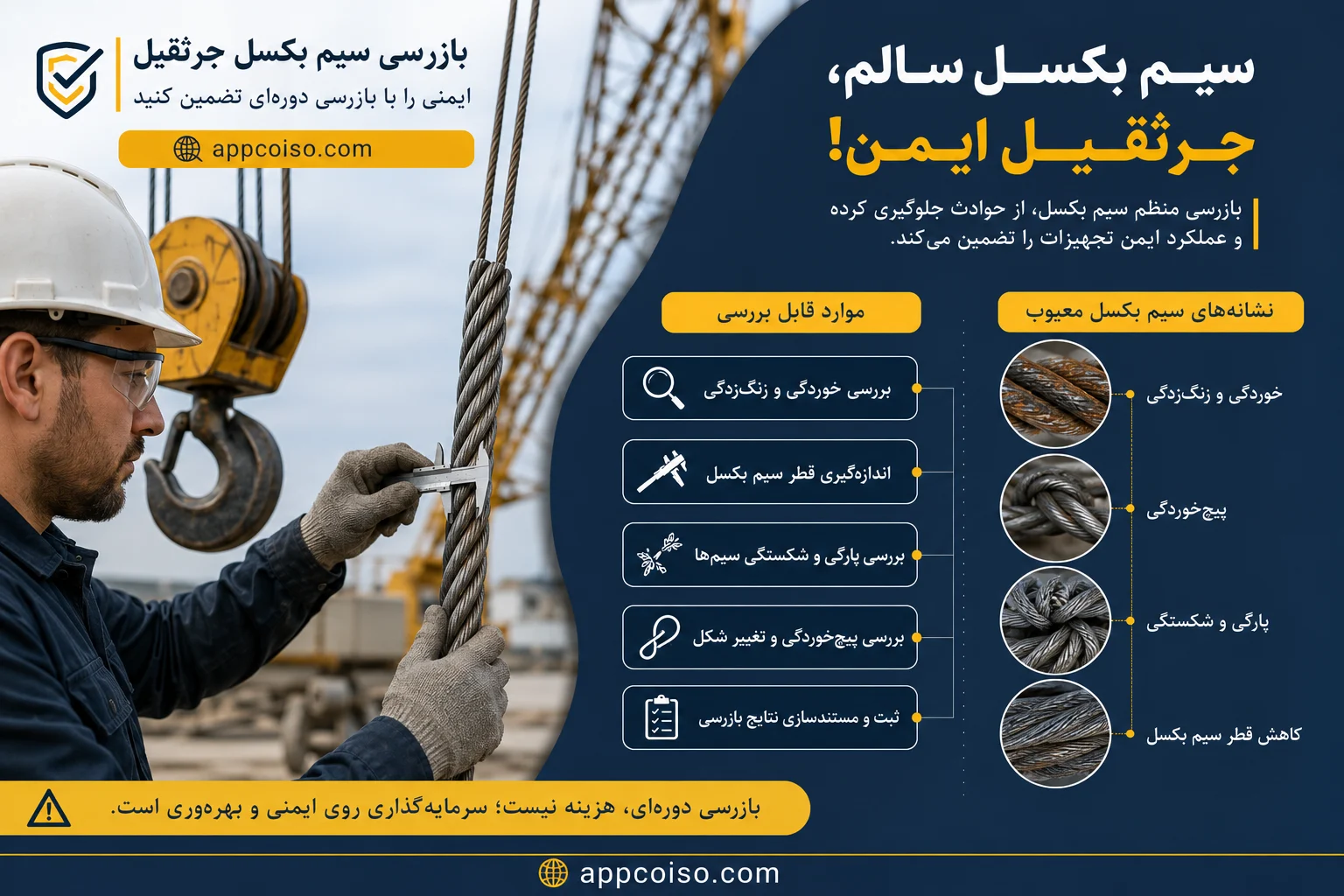 بازرسی سیم بکسل جرثقیل