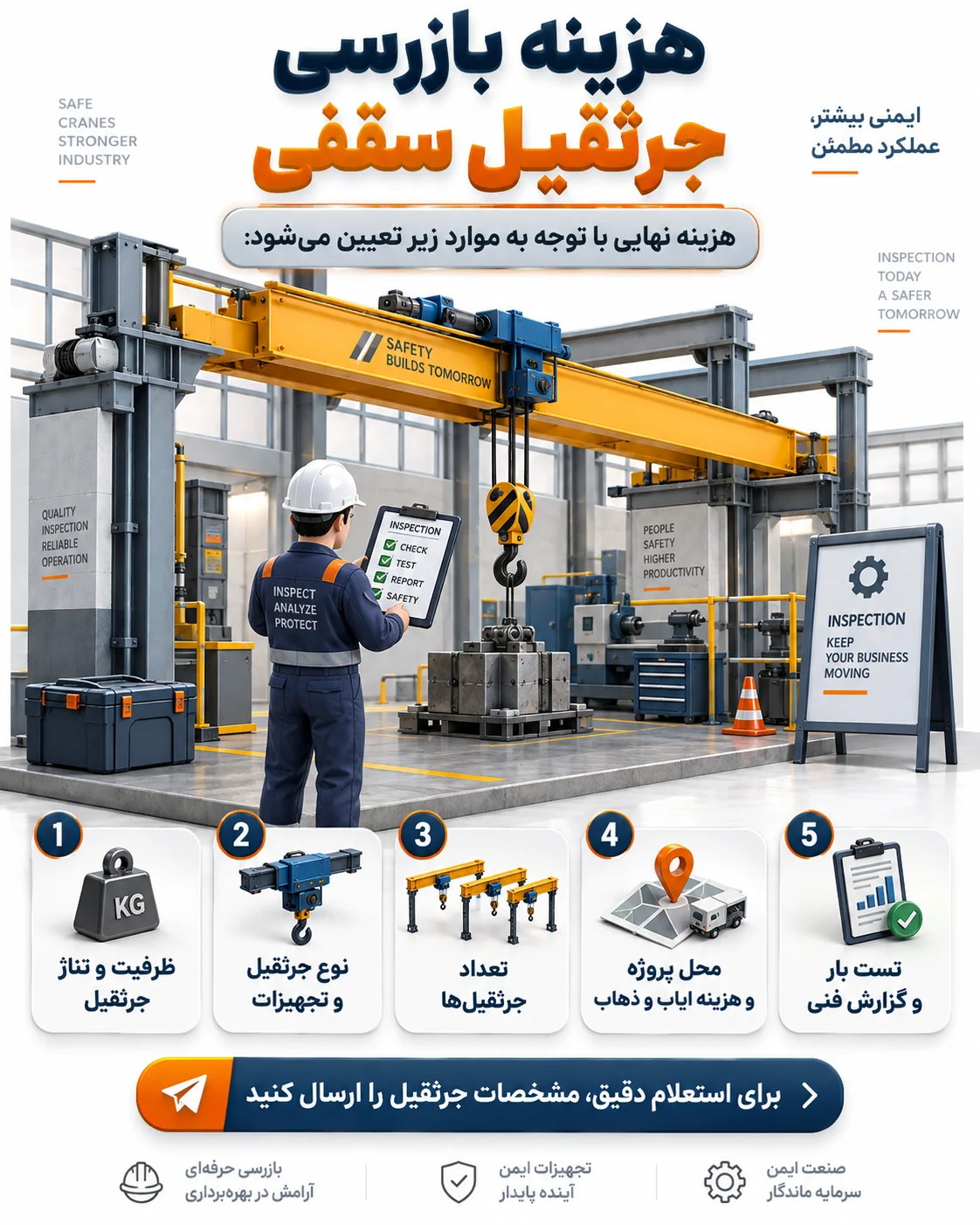 هزینه بازرسی جرثقیل سقفی